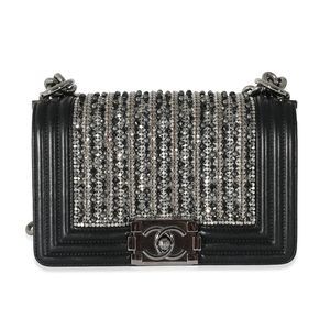 Chanel Black Silver Embellished Small Boy Bag
